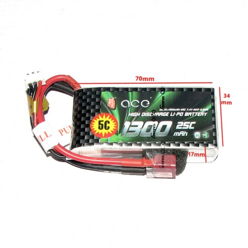 باتری Ace 1300mAh 25C 7.4V 2S1P
