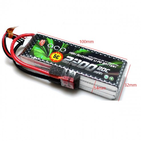 باتری لیتیوم پلیمر 2200mAh 20C 7.4V 2S1P