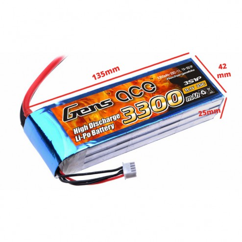 باتری لیتیوم پلیمر 3300mAh 25C 11.1V 3S1P